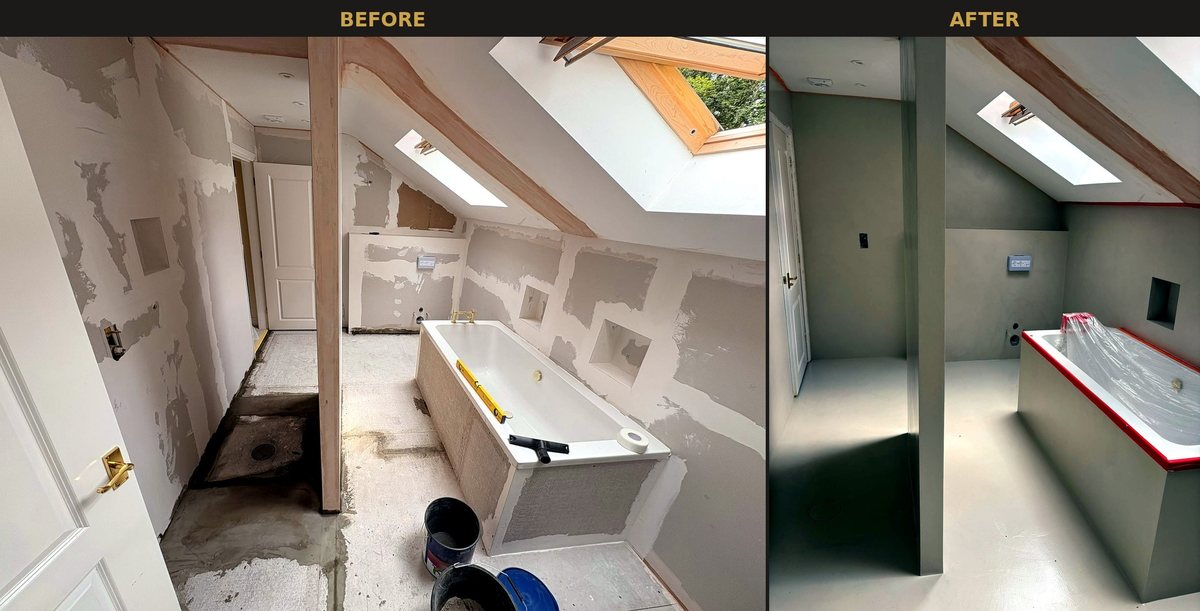 Loft ensuite before and after